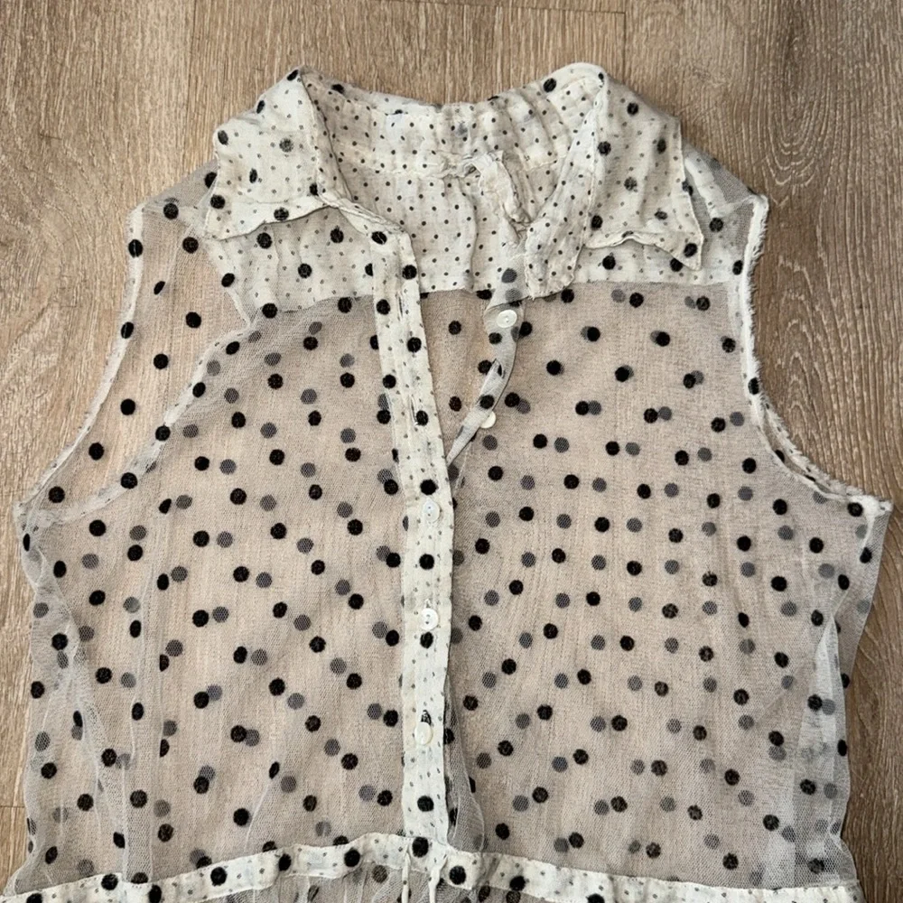 Free People • Flock Dot House Slip Sheer Layer Boho Size S Polka Dot - Picture 5 of 8